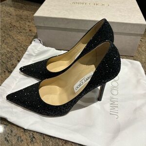 COPY - Jimmy Choo Romy Pumps in Black Glitter.